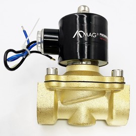 AOMAG 1" Brass Electric Solenoid Valve 24V DC Normally Closed Water, air, Diesel, VITON Gasket
