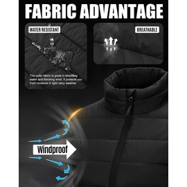 Outdoor Ventures Women's Quilted Vest Packable Transition Vests Lined Hybrid Sports Vest Woman Warm Body Warmer Cycling Vest with Stand-Up Collar for Hiking Camping, black