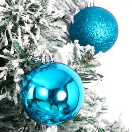 Emopeak 24Pcs Mini Christmas Balls Ornaments for Xmas Christmas Tree - 1.2 Inch Shatterproof Christmas Tree Decorations Hanging Ball for Holiday Wedding Party Decoration Lake Blue
