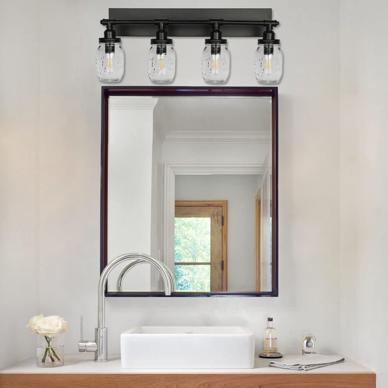 LMSOD Bathroom Wall Light Fixtures, Industrial Mason Jar Vanity Light,