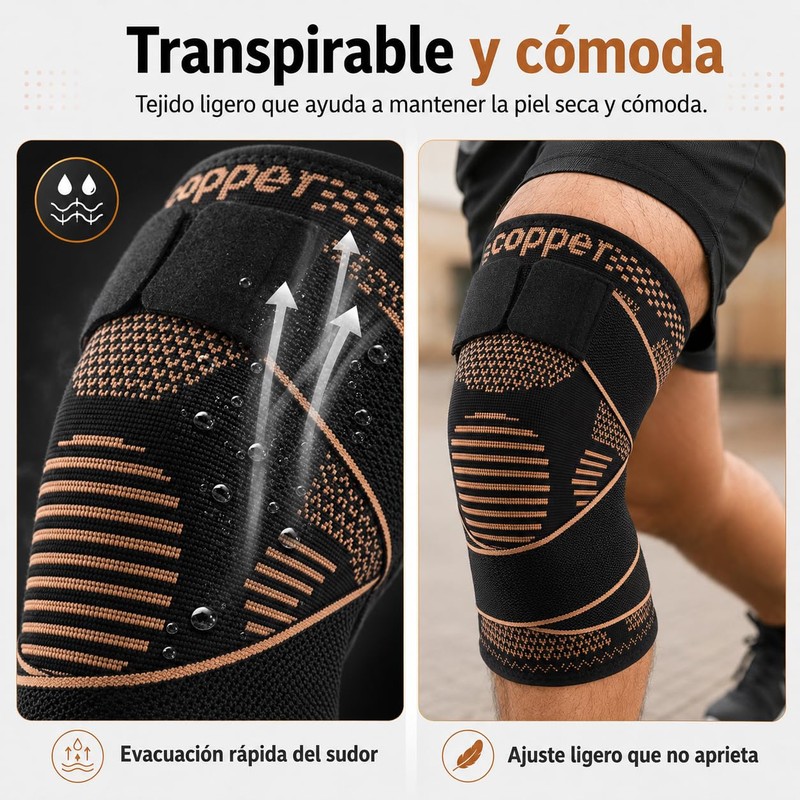 Rodilleras Gym 2 Piezas, Compresión Ajustable (Estilo A, Amarillo, L)