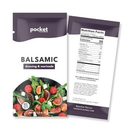 Pocket Flavors Aderezo Para Ensalada Bajo En Calorías, Bajo En Grasa, Apto Para Ceto - Bolsas Individuales Listas Para Servir, 1 Oz Cada Una- Balsámic