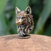 Brass Wolf Head Fierce Figurine Handmade Wild Spirit USA Crafted