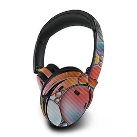 MightySkins Carbon Fiber Skin Compatible with Bose QuietComfort 45 Headphones Rainbow Bubbles | Protective, Durable Textured Carbon Fiber Finish | Easy to Apply