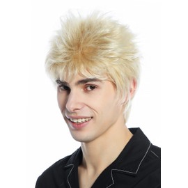 WIG ME UP - M-252A-24BT613 Wig Men Women Short Wild Retro 80s Toupeed Like Uncombed Blonde Mix