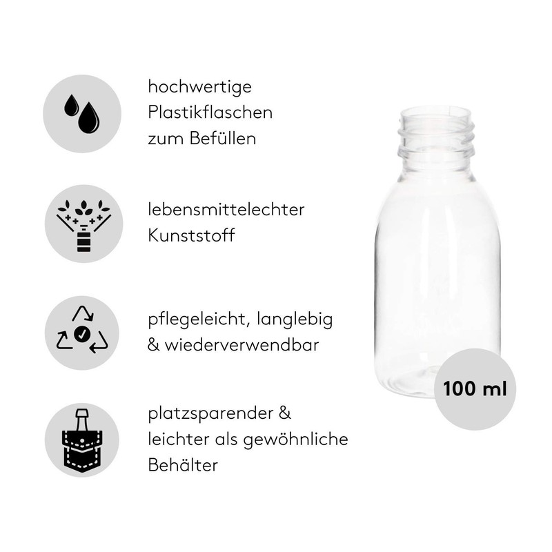 VENTON Set of 3 Empty Plastic Bottles for Filling 100