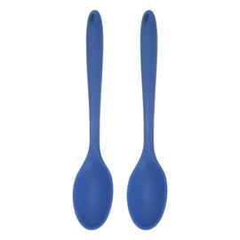 HARFINGTON 2Pcs Silicone Spoons, Heat Resistant Kitchen Cooking Utensil Spoon for Cooking, Mixing, Stirring and Serving, Navy Blue