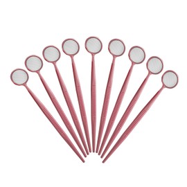 100 pcs/lot Disposable Dental Mouth Mirror Dental Instruments with Lens Plastic Dental Oral Mirror Anti-Fog Mouth Mirror Teeth Oral Care Tools Checkers for Dentist, Household and Home Use - Pink