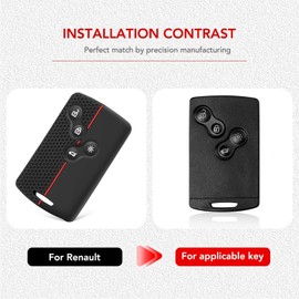 Juttzzei 2PCS Juttzzei Autoschlssel Hlle Renault fr Renault Clio, Scenic, Megane, Duster, Sandero, Captur, Twingo, Koleos Schlsselhlle, Pr?mie TPU Silikon Renault Clio Schlssel Hlle-4 Tasten(Rote Linie)