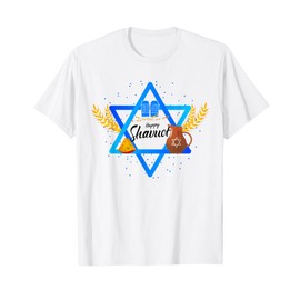 Happy Shavuot Jewish Celebration Hebrew Judaism Holiday Tee T-Shirt