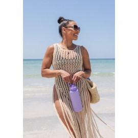 Ello Cooper 22oz Stainless Steel Water Bottle with Straw and Carry Handle, Double Walled and Vacuum Insulated Metal, Leak Proof Locking Lid with Soft Silicone Spout, Reusable, BPA Free, Lilac