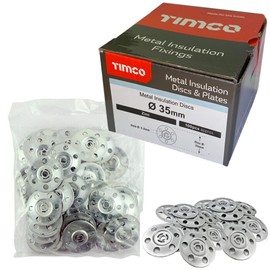 200x TIMco MID35 35mm Metal Insulation Discs Washers Wall and Ceiling Fixings Plasterboard