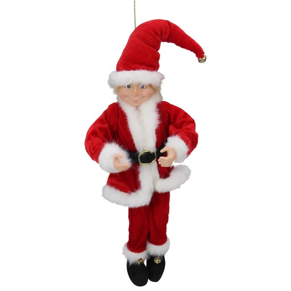 Northlight 15" Red and White Bendable Elf in a Santa