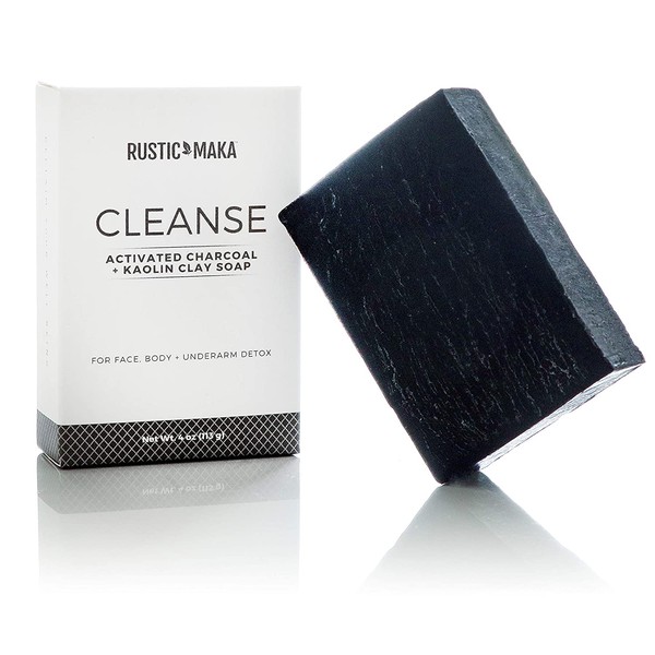 Activated Charcoal + Clay Natural Soap Bar, DETOX + CLEANSE, for Acne, Problem Skin, Excess Oil Control, Face, Body and Underarm Detox, Oily to Normal Skin