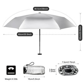 LEAGERA Mini Umbrella For Purse - UPF 50+ UV Blocker Sun Protection Umbrella, Small Micro Travel Parasol Design for Women, Purple