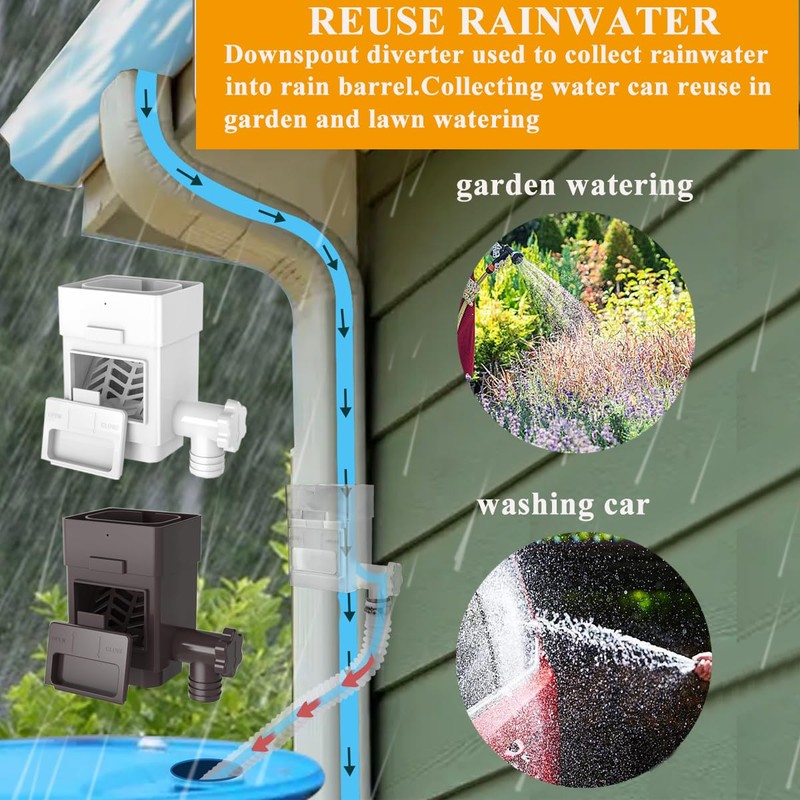 MISDENK Rain Barrel Diverter Kit, Downspout Diverter Fits for 2x3