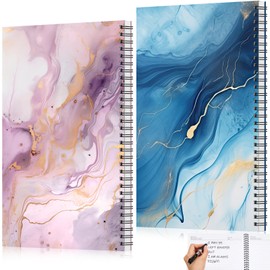 Jutom 2 Pads Jumbo Left Handed Notebook 11" x 8.5" Lefty Wire Bound Notebooks 200 Pages Inspirational Left Handed Journal Spiral for Lefties School Office(Marble Color,Marble)