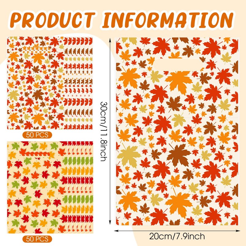 TaoBary 100 Pcs Plastic Fall Gift Bags Bulk 11.8" x