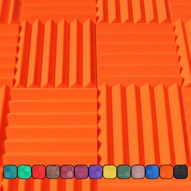 Soundproofing Acoustic Studio Foam - Orange Color - Wedge Style Panels 12”x12”x2” Tiles - 4 Pack