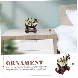 CAXUSD Lovely Cow Figurine Resin Cow Statue Durable Home Ornament for Living Room Bedroom Decor for Farm Animal Lovers