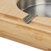 Relaxdays Bamboo Ashtray, Outdoor & Indoor, Table Ashtray, Stainless Steel,