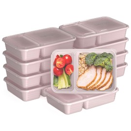 Bentgo Prep - 20-Piece 2-Compartment Reusable Meal Prep Containers with Lids, PFAS & BPA Free Materials, Durable, Microwave, Freezer, & Dishwasher Safe To Go Food Storage (Blush Pink)