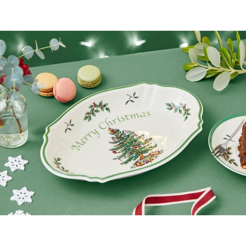 Spode Christmas Tree Oval Merry Christmas Tray 28 cm