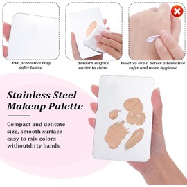 Paleta de maquillaje, juego de paletas de maquillaje de 4 piezas paleta de maquillaje de acero inoxidable, juego con espátula y brocha para base, paleta de mezcla cosmética para mezclar base