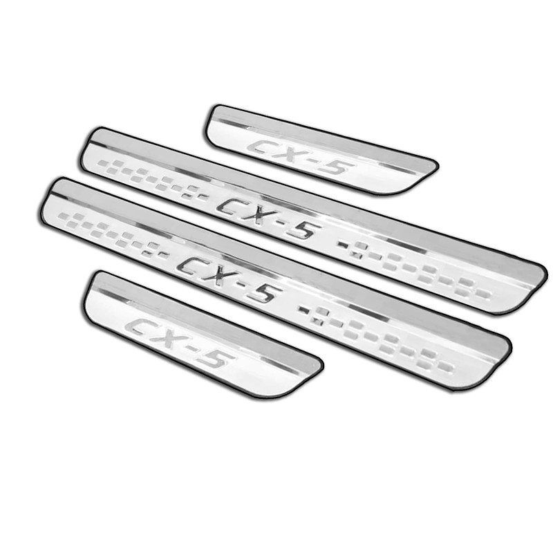 Steel Chrome Door Sill Protector for Mazda CX-5 2013-2025, Honeycomb-Pattern