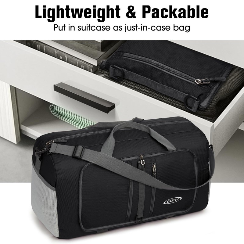 G4Free 40L/65L Foldable Duffel Bag, Water-Repellent Travel Backpack, Lightweight Carry