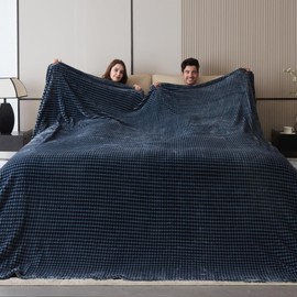 Oversized King Fleece Blanket 120x120 Inches, Seamless Soft Cozy 3D Jacquard Flannel Blanket 10'x10' Extra Large for Bed, Sofa, Travel & Camping, California King Throw, Dark Grey - Oval Pattern
