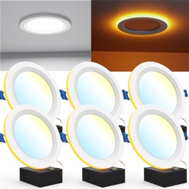 Sunco 6 Pack 6 Inch LED Recessed Light with Night Light, Flush Mount Ceiling Light, Baffle Trim Slim Can Lights, 1500 LM, Selectable CCT 2700K/3000K/4000K/5000K/6000K, Dimmable, 14W=100W ETL