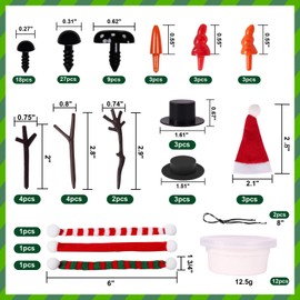 EmoAunty 99 PCS Christmas Snowman DIY Craft Kit, Build a Molding Clay Snowman Kit Build Snowman Making Set Model Clay, Christmas Stocking Stuffers Xmas Gift for Kids