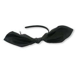 Mia Bend-a-roo U-shape Headband With Bendable Bow, Black Satin Taffeta, Bends Into Many Shapes, for Women, Teens, Girls 1pc