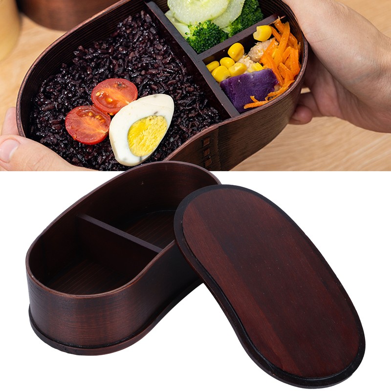 Portable Lunch Box Set Japanese Wooden Food Storage Container for
