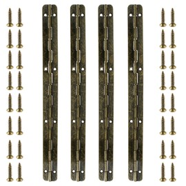 Moicstiy 4 PCS Antique Bronze Long Folding Hinge Wooden Box Gift Hinge Piano Hinges for Cabinet Door Gate Hings, with Screw