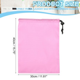 PATIKIL Polyester Laundry Bag, 2 Pack 16"x12" Heavy Duty Travel Bag with Drawstring Tear Resistant Dirty Clothes Storage for Traveling Camping College Dorm, Pink