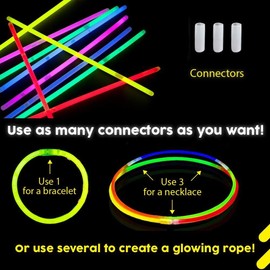 100 Pack Glow sticks,8 inch Ultra Bright glowsticks Party Favour Packs bulk mixed colors,glow stick necklaces great for neon party weddings concerts Fun and great gift boys girls and adults alike