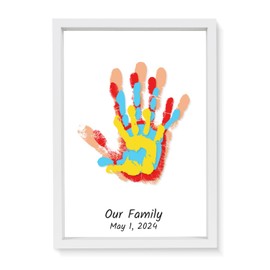 Family Handprint Kit, DIY Baby Hand Print Kit - New Parent Gifts Ideas Hand and 4 Sheets Footprint Keepsake Kit with Baby-Safe Paint
