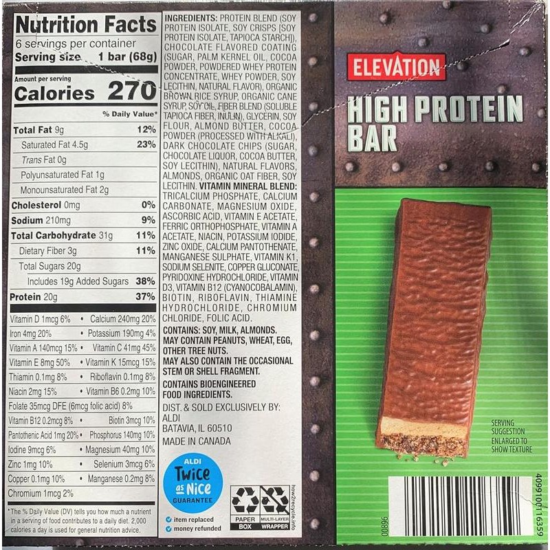 ELEVATION Chocolate Mint High Protein Bars, 6 count