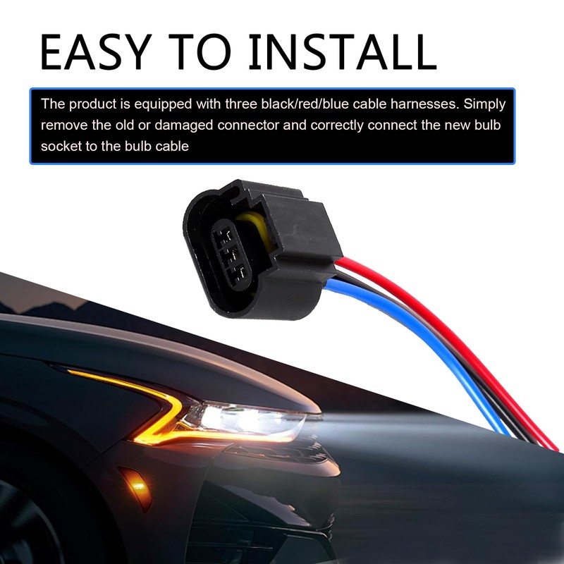 Downhill 2 PCS H13/9008 Female Socket Harness Connectors, Signal Light