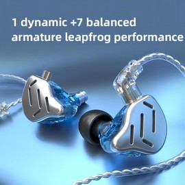 KZ Zax in-Ear Monitors Headphones 7BA+1DD Hybrid 16 Drivers HiFi Earbuds Wired,Zin Alloy Shell Metal IEM Earphone with 3.5mm Jack Detachable Cable for Singer Musician Audiophile (ZAX Silver, with Mic)