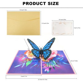 Butterfly Pop Up 3D Card, Impressive Butterfly and Flower Card for Birthday Card Woman, Wedding Card, Thank You, Happy Wedding Card