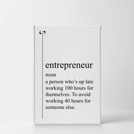 Smile Art Design Entrepreneur Definition Black and White Dictionary Motivational Canvas Wall Art Inspirational Wall Art Entrepreneur Quote Print Office Living Room Decor Gift Ready to Hang 22x15