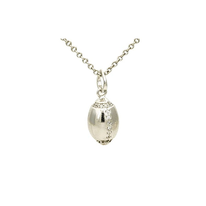 925 Sterling Silver Rugby Ball Charm Pendant & 18" Sterling
