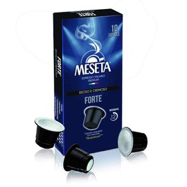 100 Meseta Forte Nespresso Compatible (Original Line) Capsules Italian Gourmet coffee the perfect choice for the lovers of strong coffee, and for those who want to enjoy a creamy espresso Intensity 11