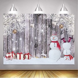 WDA Christmas winter snowman backdrop Xmas photography background Merry Xmas decoration background for home party banner props (7x5FT)