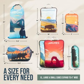 TRIPPED Travel Gear - Juego de 7 cubos de compresión grandes para equipaje de viaje, paquete de 7 piezas para equipaje a cuadros, ultraligero, expandible/bolsas de compresión