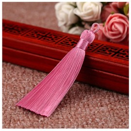 SHTGOI Pack of 10 8 cm Tassels Handmade Tassel Pendant Fringe with Ice Silky Cord Loops Floss Bookmark Tassels for Jewellery Souvenir DIY Clothing Craft Accessories Pink