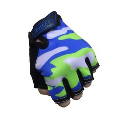 EurHouse Fingerless Kids Bike Gloves Anti-slip Half Finger Cycling Running Biking Mittens Girls Boys Children 4-12Y (Green)